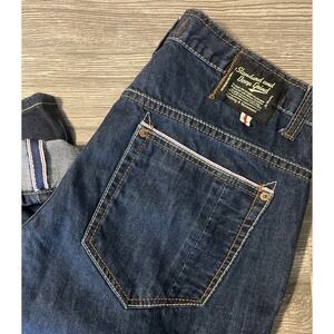Standard & Deep Grind Dark Wash Selvedge Straight Leg Blue Jeans Size 34x30
